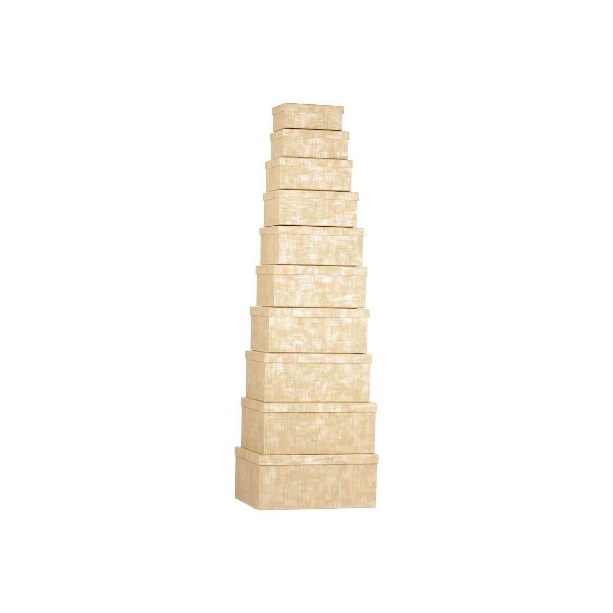 Set van opstapelbare opbergboxen Pincello Natuurlijk Karton Strepen (2 Stuks)